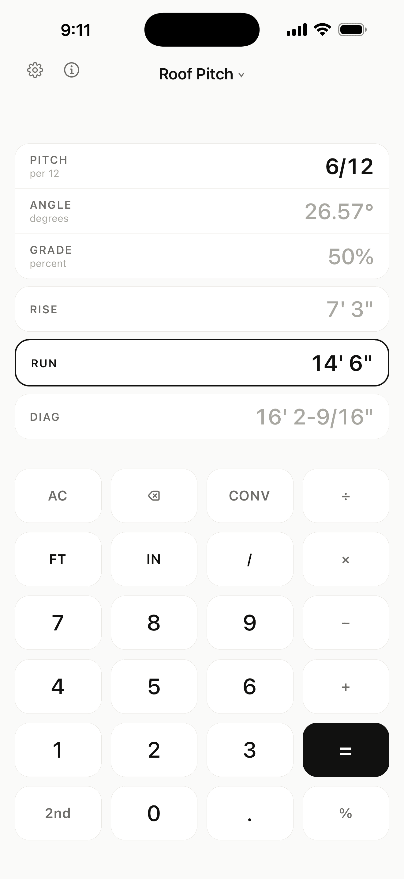 Sixteenths calculator